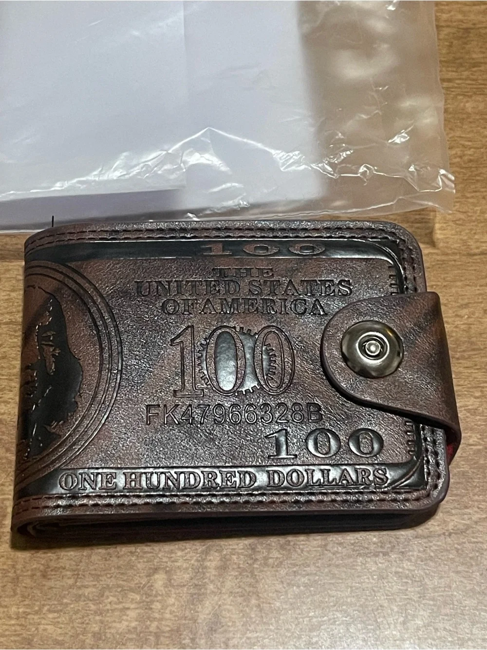 Men's USD patterned large capacity card and change wallet with orange decoration